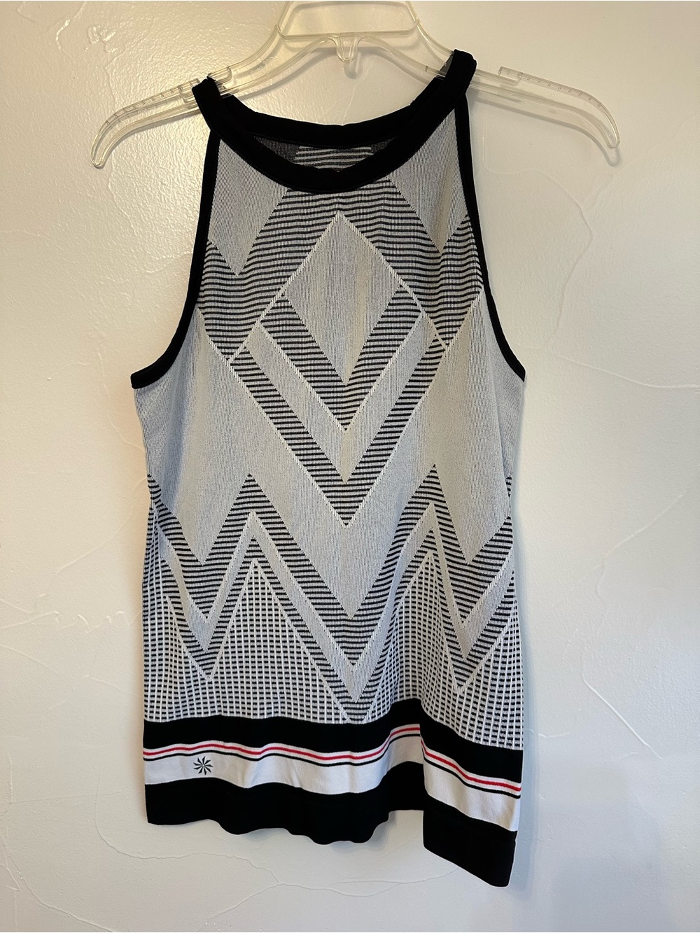 Athleta Black and White Geometric Knit Tank Sweater